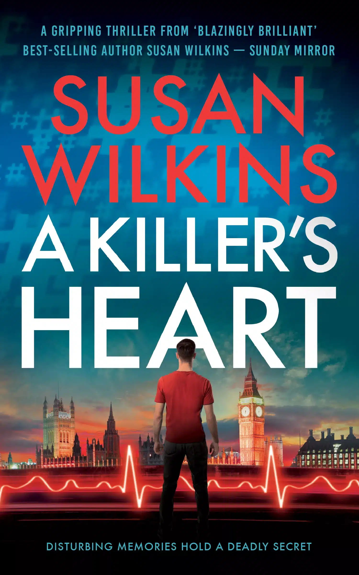 Image of Male figure viewing London in the distance . Cover for A Killer's Heart