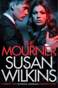 Image of book cover for The Mourner by Susan Wilkins showing a female and male figure portraying a sense of threat.