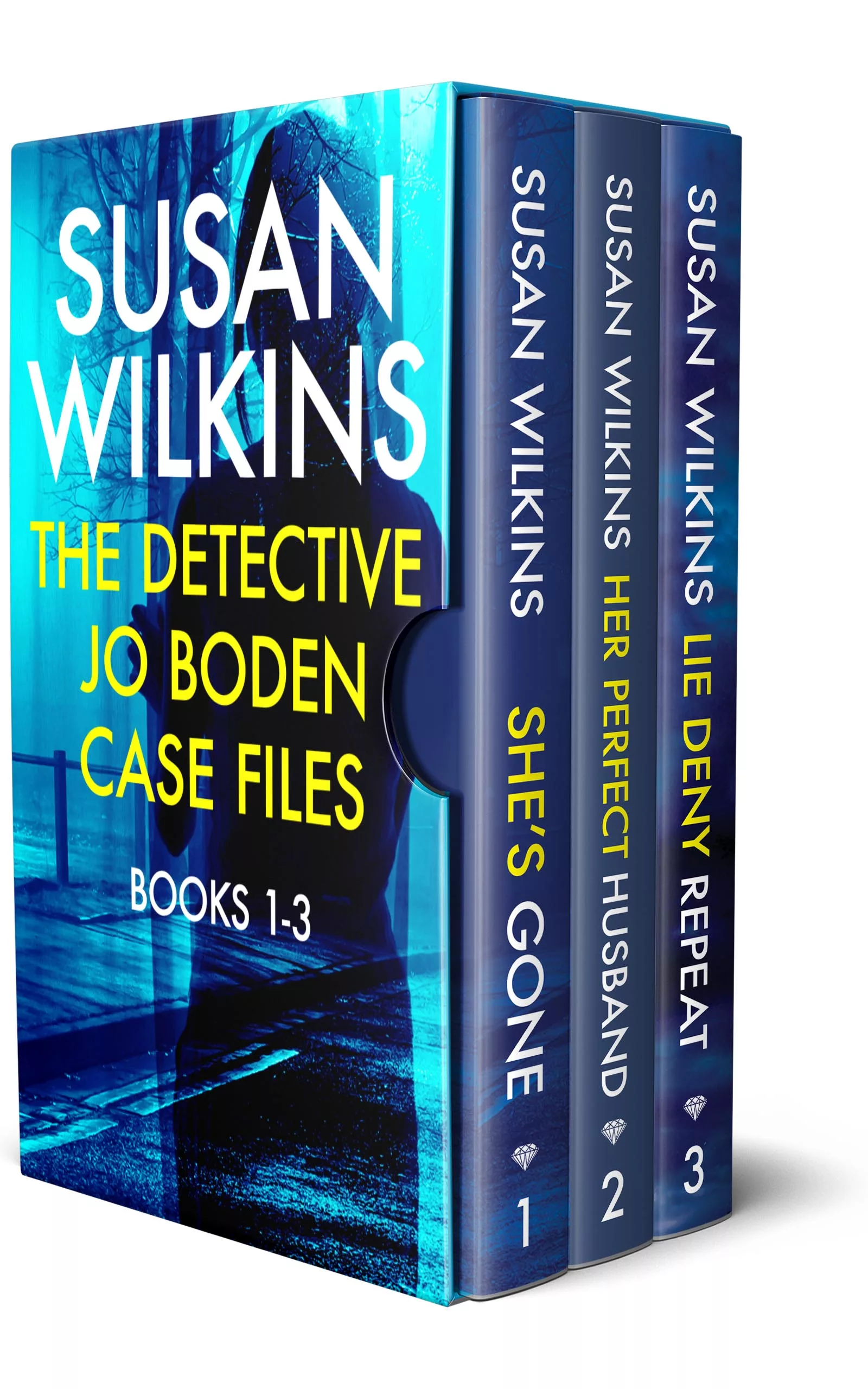 Image of boxset for Jo Boden Case Files books 1-3 She's Gone, Her Perfect Husband and Lie Deny Repeat